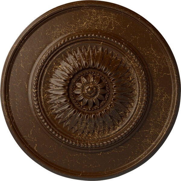 Ekena Millwork Floral Ceiling Medallion, Hand-Painted Root Beer Crackle, 23 1/2"OD x 2 3/4"P CM23FLRBC - main
